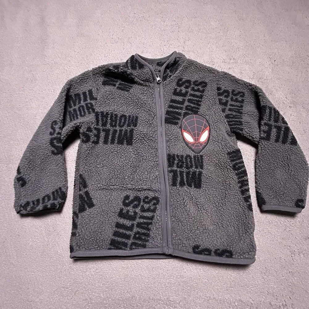 Marvel Spider-Man Full-Zip Fleece Jacket Boys 5T Miles Morales Sherpa Print